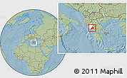Savanna Style Location Map of Arta, highlighted parent region, hill shading