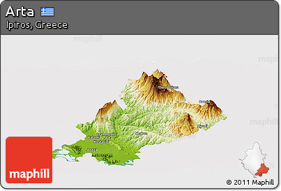 Physical Panoramic Map of Arta, cropped outside