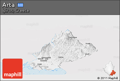Silver Style Panoramic Map of Arta, single color outside
