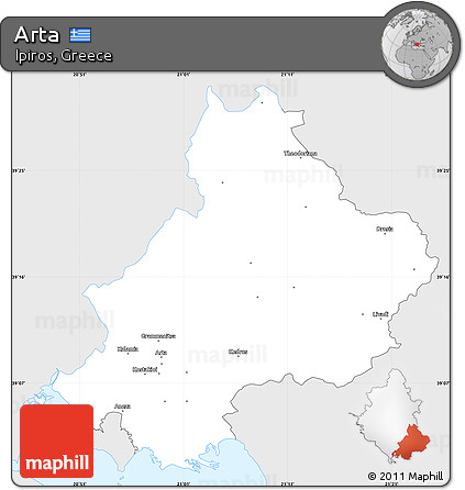 Silver Style Simple Map of Arta, single color outside