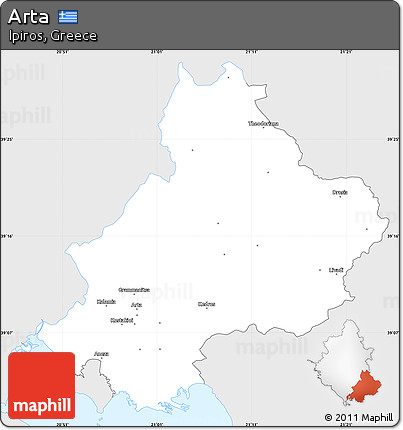 Silver Style Simple Map of Arta, single color outside
