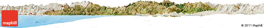 Satellite Horizon Map of Ipiros, shaded relief outside