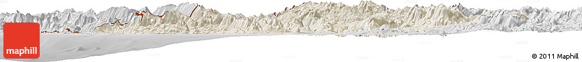 Shaded Relief Horizon Map of Ipiros, desaturated