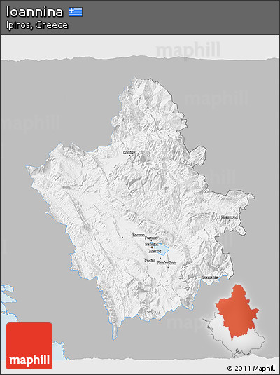 Gray 3D Map of Ioannina, single color outside