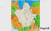 Shaded Relief 3D Map of Ioannina, political outside