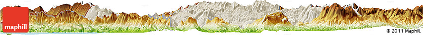Shaded Relief Horizon Map of Ioannina, physical outside