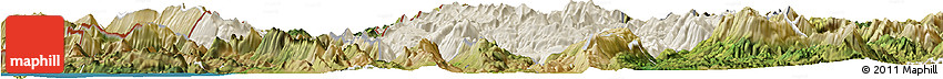 Shaded Relief Horizon Map of Ioannina, satellite outside