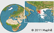 Satellite Location Map of Ioannina, highlighted country