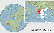 Savanna Style Location Map of Ioannina, highlighted country, hill shading