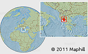 Savanna Style Location Map of Ioannina, highlighted parent region, hill shading