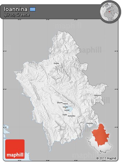 Gray Map of Ioannina, single color outside