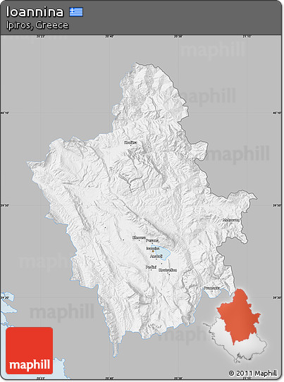 Gray Map of Ioannina, single color outside