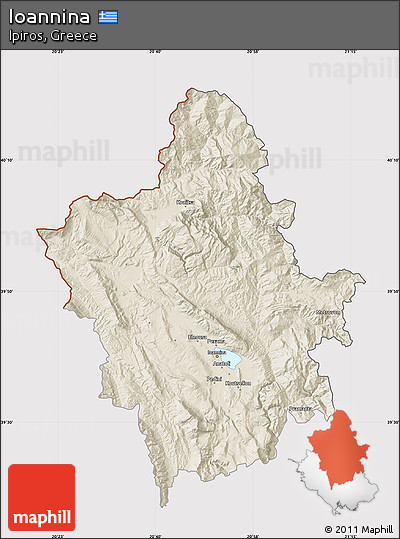 Shaded Relief Map of Ioannina, cropped outside