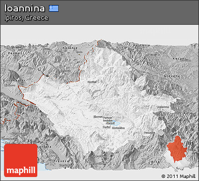 Gray Panoramic Map of Ioannina