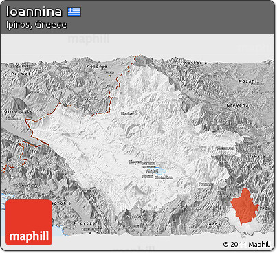 Gray Panoramic Map of Ioannina