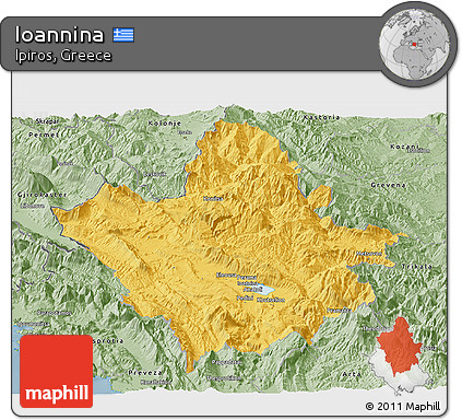 Savanna Style Panoramic Map of Ioannina