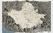 Shaded Relief Panoramic Map of Ioannina, darken