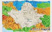 Shaded Relief Panoramic Map of Ioannina, political outside