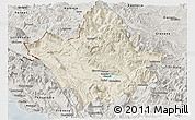 Shaded Relief Panoramic Map of Ioannina, semi-desaturated