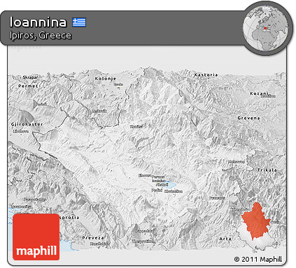 Silver Style Panoramic Map of Ioannina