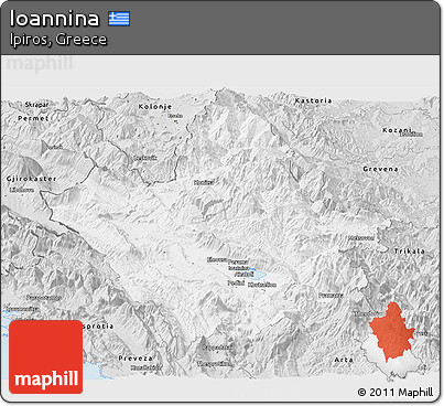 Silver Style Panoramic Map of Ioannina