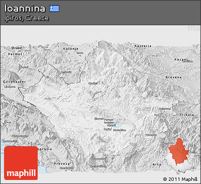 Silver Style Panoramic Map of Ioannina