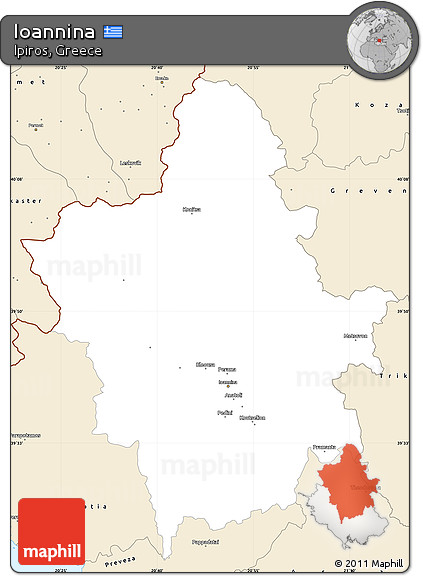 Classic Style Simple Map of Ioannina