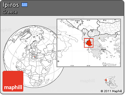 Blank Location Map of Ipiros, highlighted country