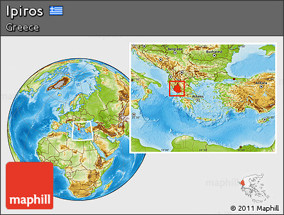 Physical Location Map of Ipiros, within the entire country