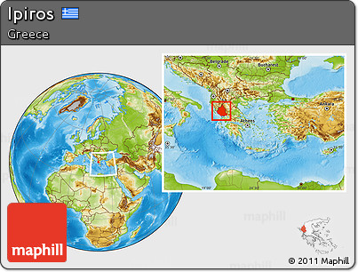Physical Location Map of Ipiros, within the entire country