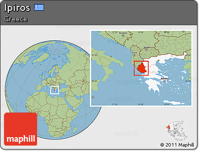 Savanna Style Location Map of Ipiros, highlighted country