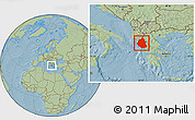 Savanna Style Location Map of Ipiros, hill shading