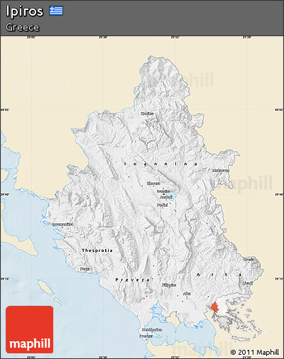Classic Style Map of Ipiros, single color outside