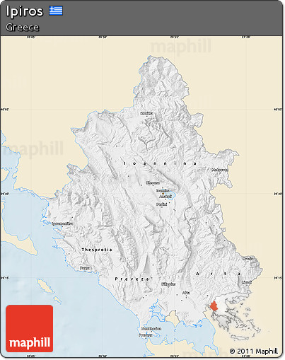 Classic Style Map of Ipiros, single color outside