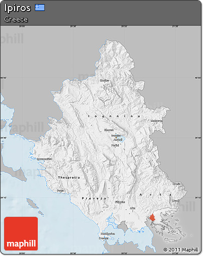 Gray Map of Ipiros, single color outside