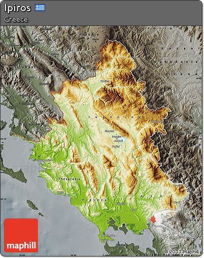 Physical Map of Ipiros, darken, semi-desaturated