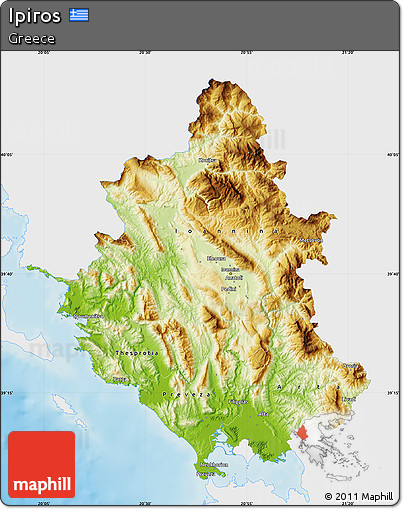 Physical Map of Ipiros, single color outside