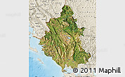 Satellite Map of Ipiros, shaded relief outside