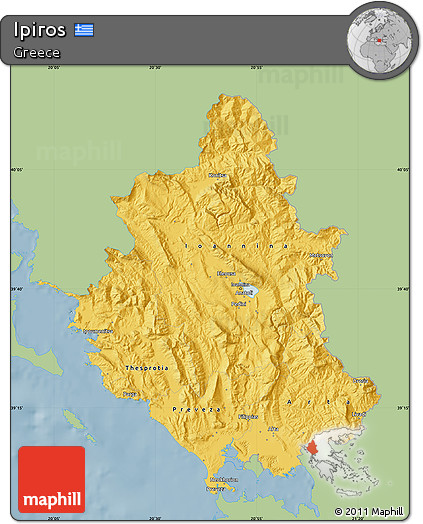 Savanna Style Map of Ipiros, single color outside
