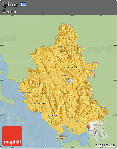 Savanna Style Map of Ipiros, single color outside