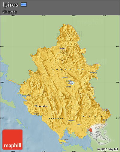 Savanna Style Map of Ipiros, single color outside