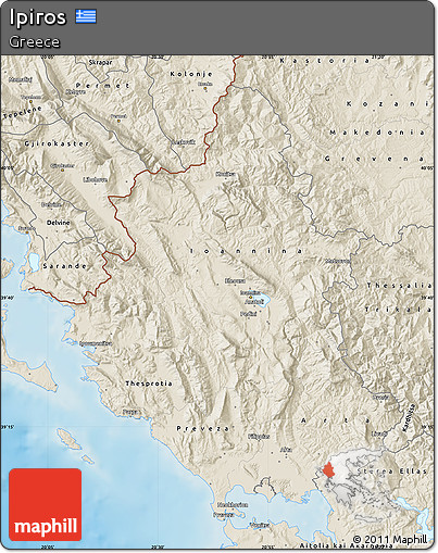 Shaded Relief Map of Ipiros