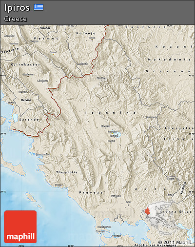 Shaded Relief Map of Ipiros