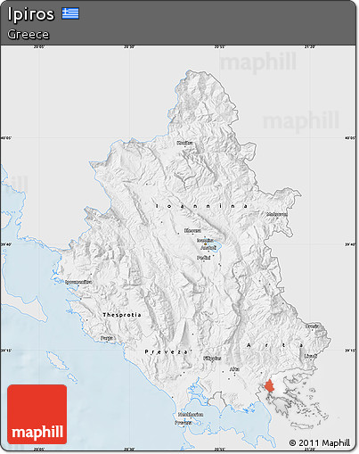 Silver Style Map of Ipiros, single color outside