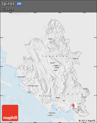 Silver Style Map of Ipiros, single color outside
