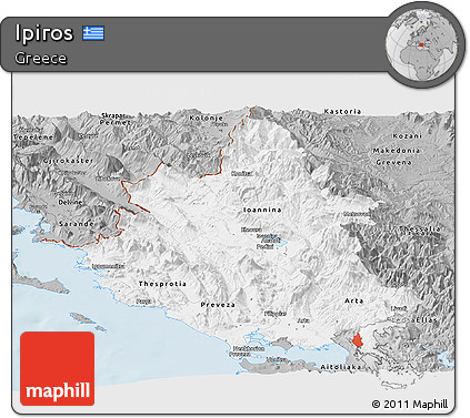 Gray Panoramic Map of Ipiros
