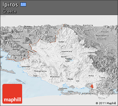 Gray Panoramic Map of Ipiros