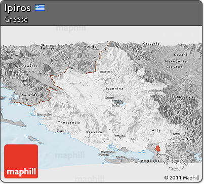 Gray Panoramic Map of Ipiros