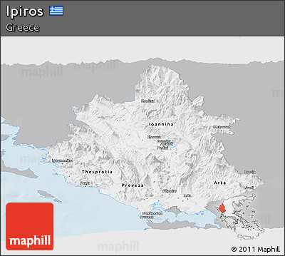 Gray Panoramic Map of Ipiros, single color outside