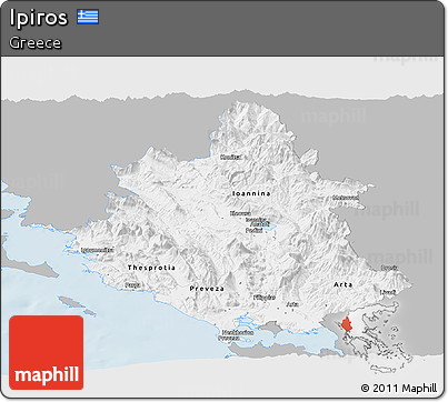 Gray Panoramic Map of Ipiros, single color outside